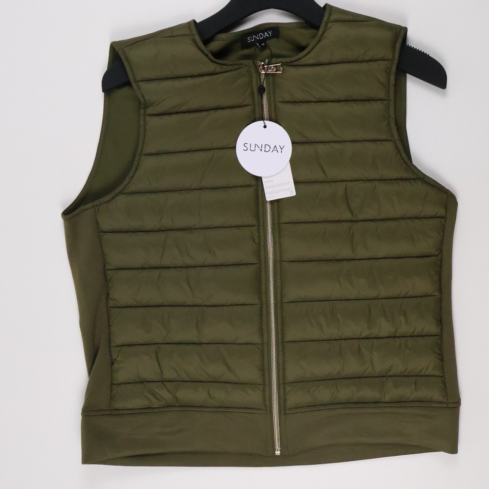 Sunday Puffer Vest Quilted Hybrid Sorona Insulation Olive Green M NWT